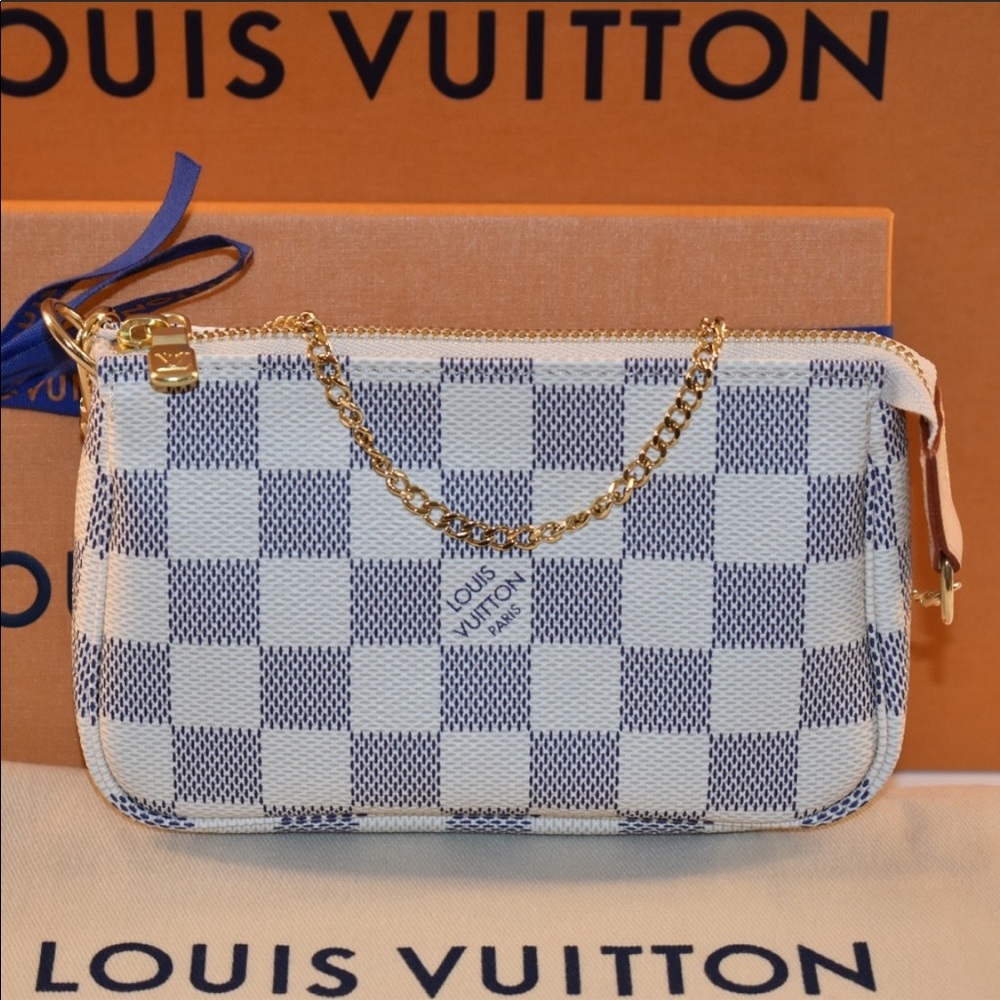 Authentic Louis Vuitton Mini Pochette Damiere Azur